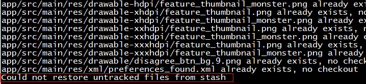 丢失stash修改:Could not restore untracked files from stash