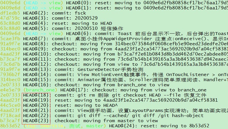 git reflog：记录时光机